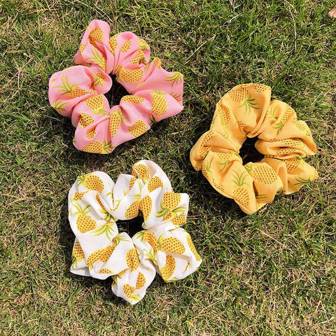 Pineapple scrunchies - set of 3
