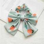 Strawberry love scrunchies with bow - set of 2